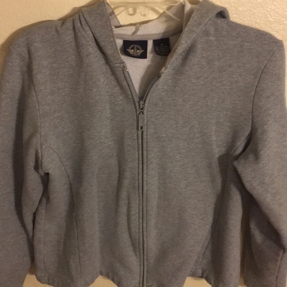 Dockers gray zippered Cropped Hoodie sweater - Picture 2 of 6
